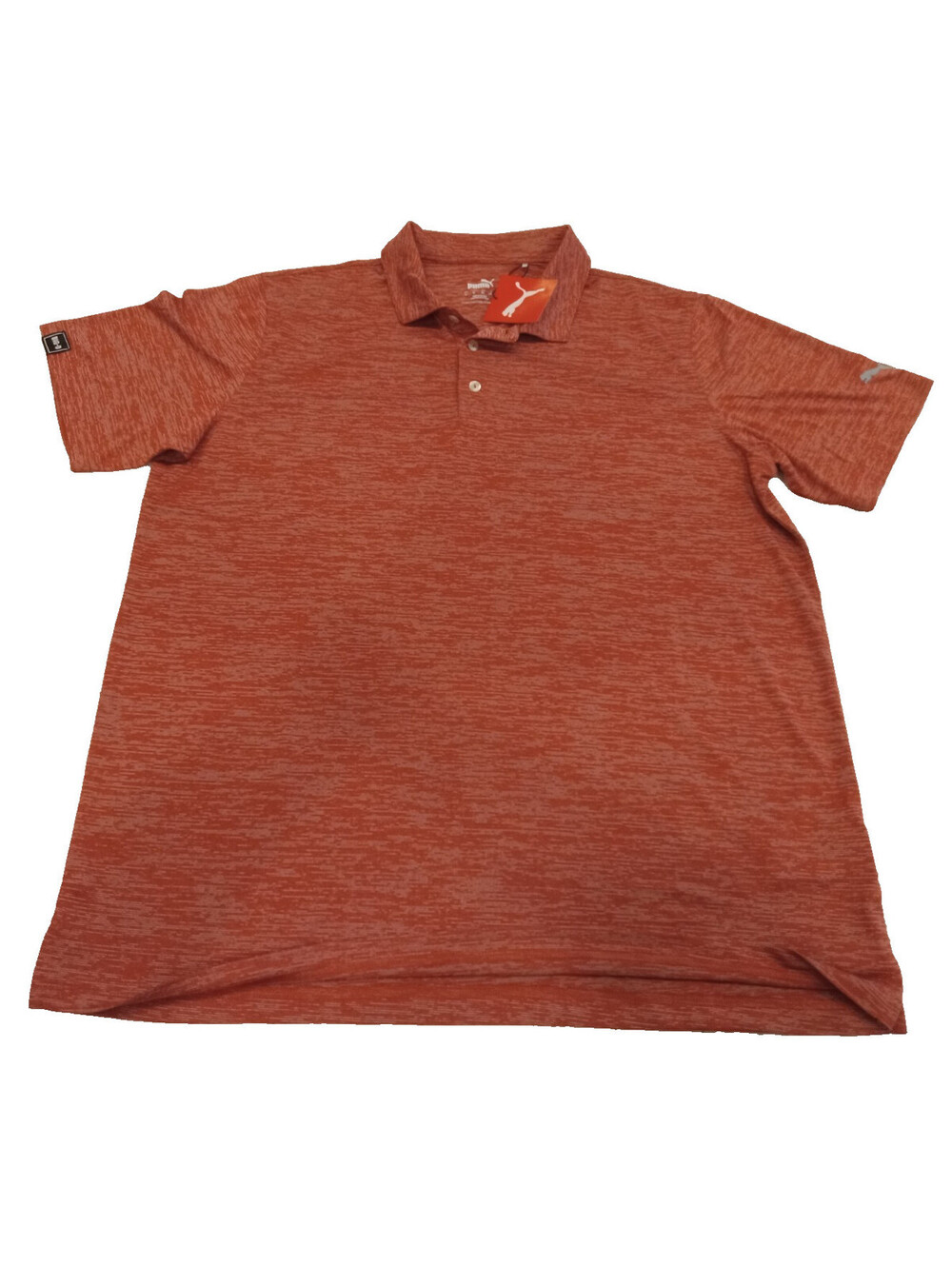 Puma Golf Shirt Mens Large Orange Red Heather Icon Performance Polo Big D L